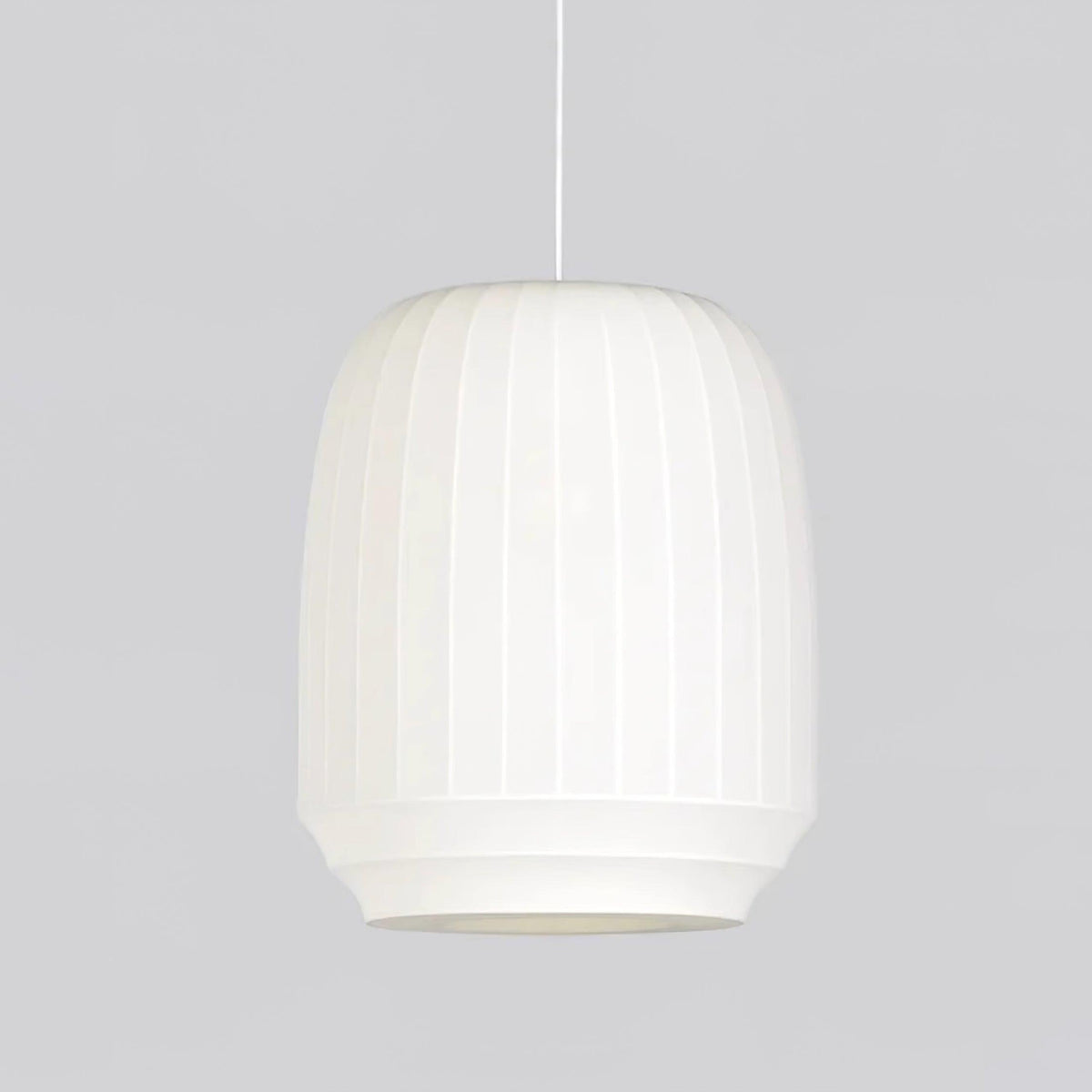 Taro Pendant Lamp Silk Shade White Fabric Vertical Lines Soft Modern Minimalist