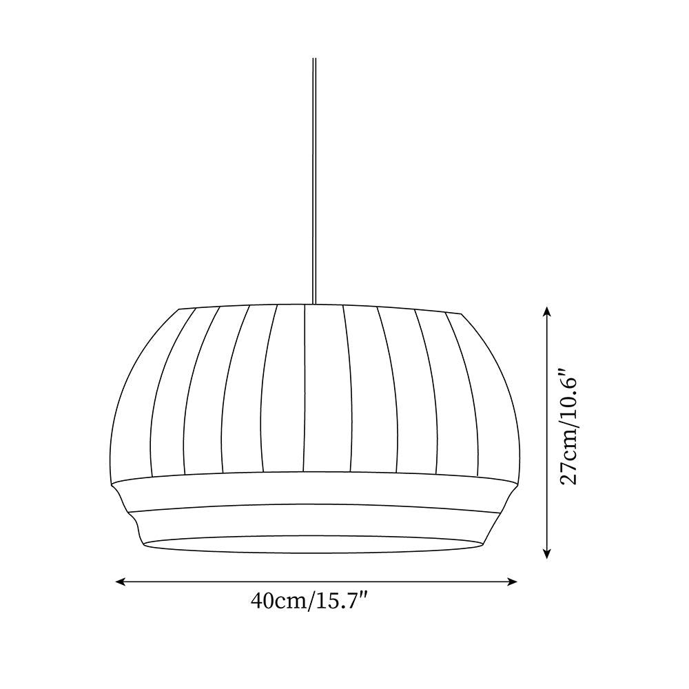 Taro Pendant Lamp Silk Shade White Fabric Vertical Lines Soft Modern Minimalist