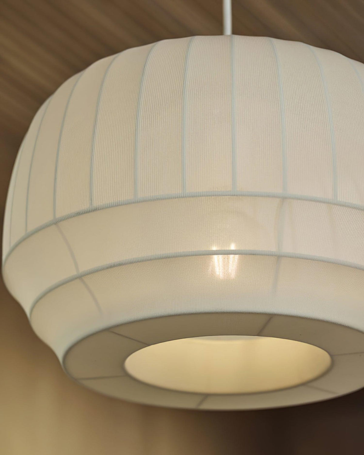 Taro Pendant Lamp Silk Shade White Fabric Vertical Lines Soft Modern Minimalist