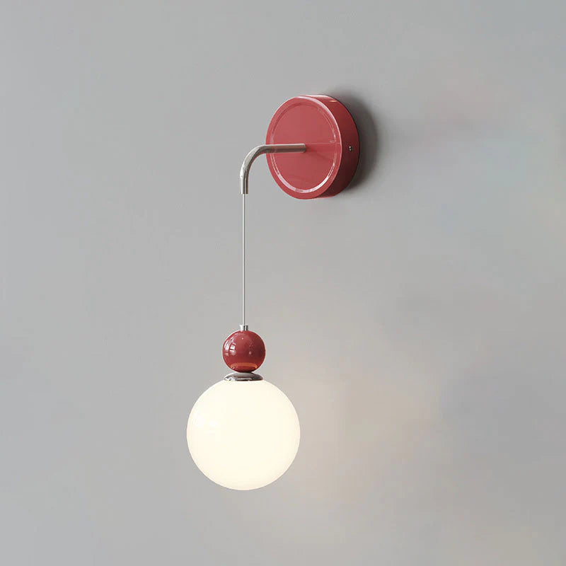 Murovud Modern LED Indoor Wall Lamp Red/Coffee Metal/Glass Bedroom