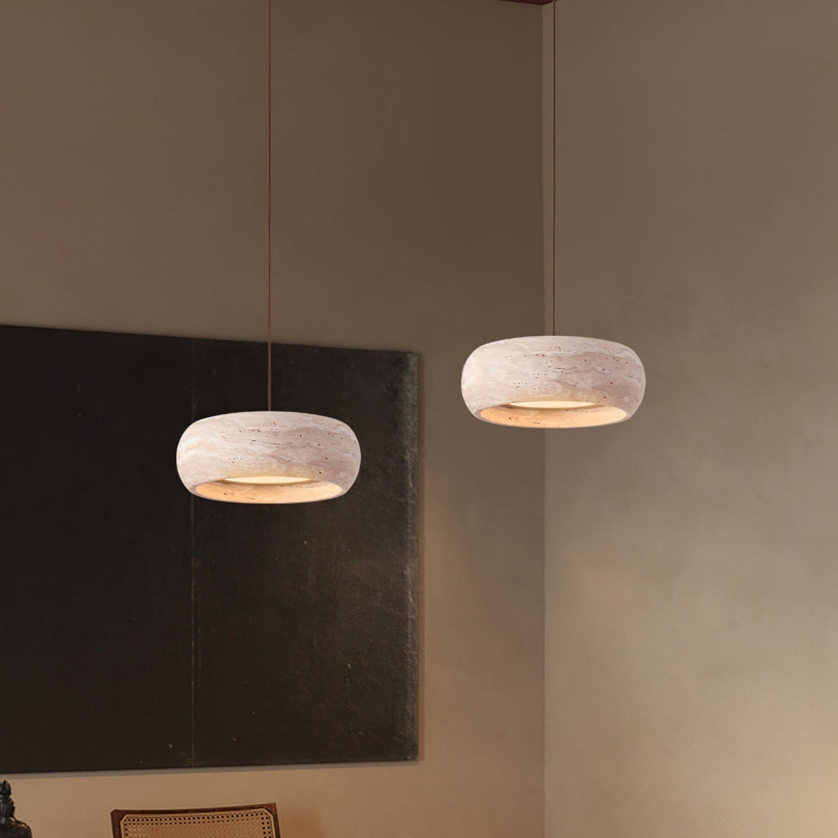 Miledom Donut-Shaped Pendant Lights Travertine