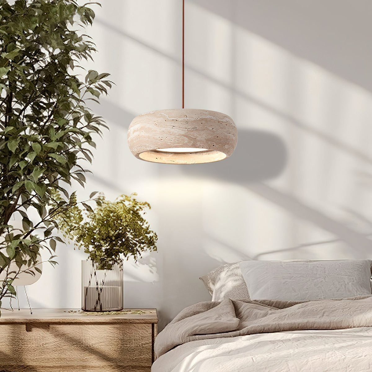 Miledom Donut-Shaped Pendant Lights Travertine