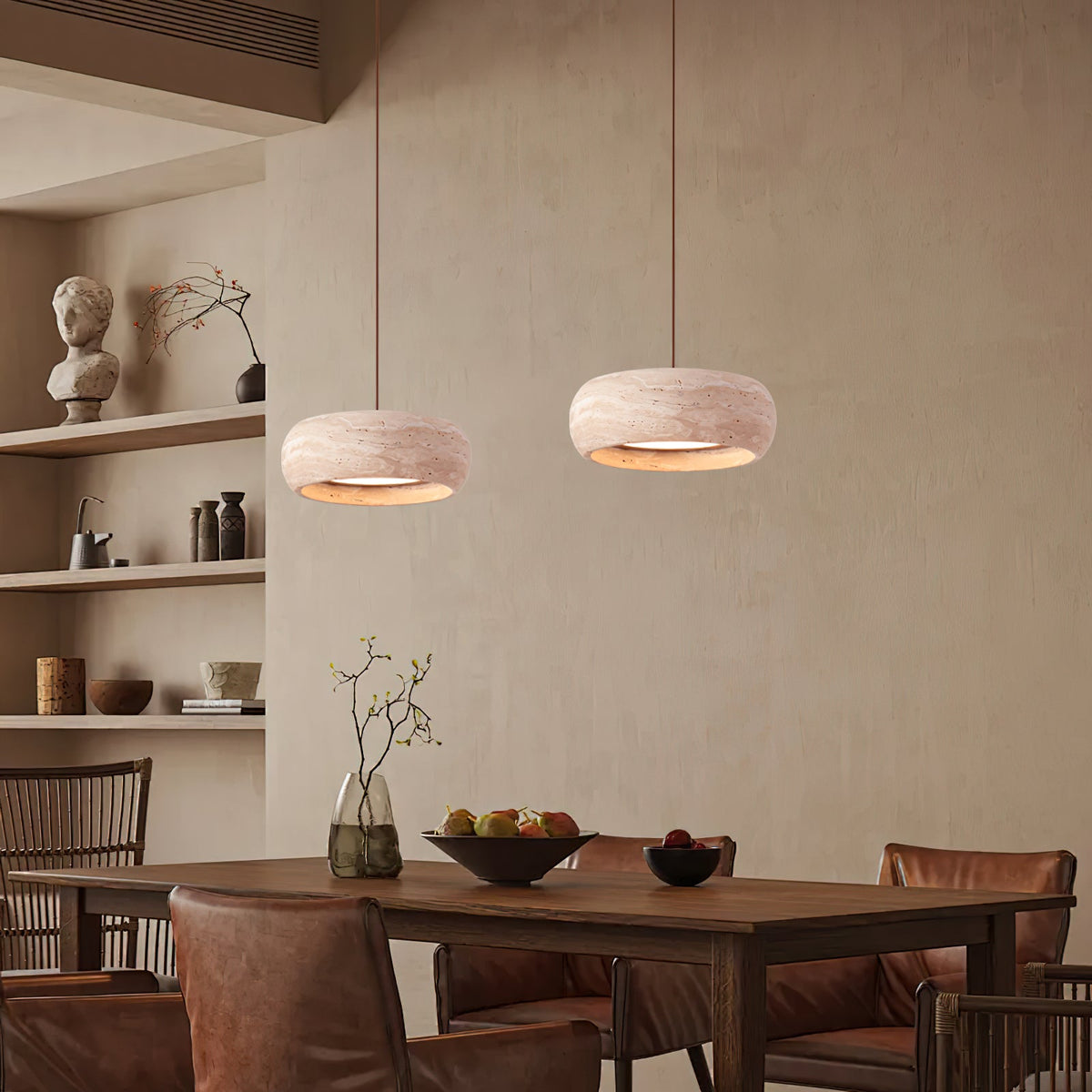 Miledom Donut-Shaped Pendant Lights Travertine