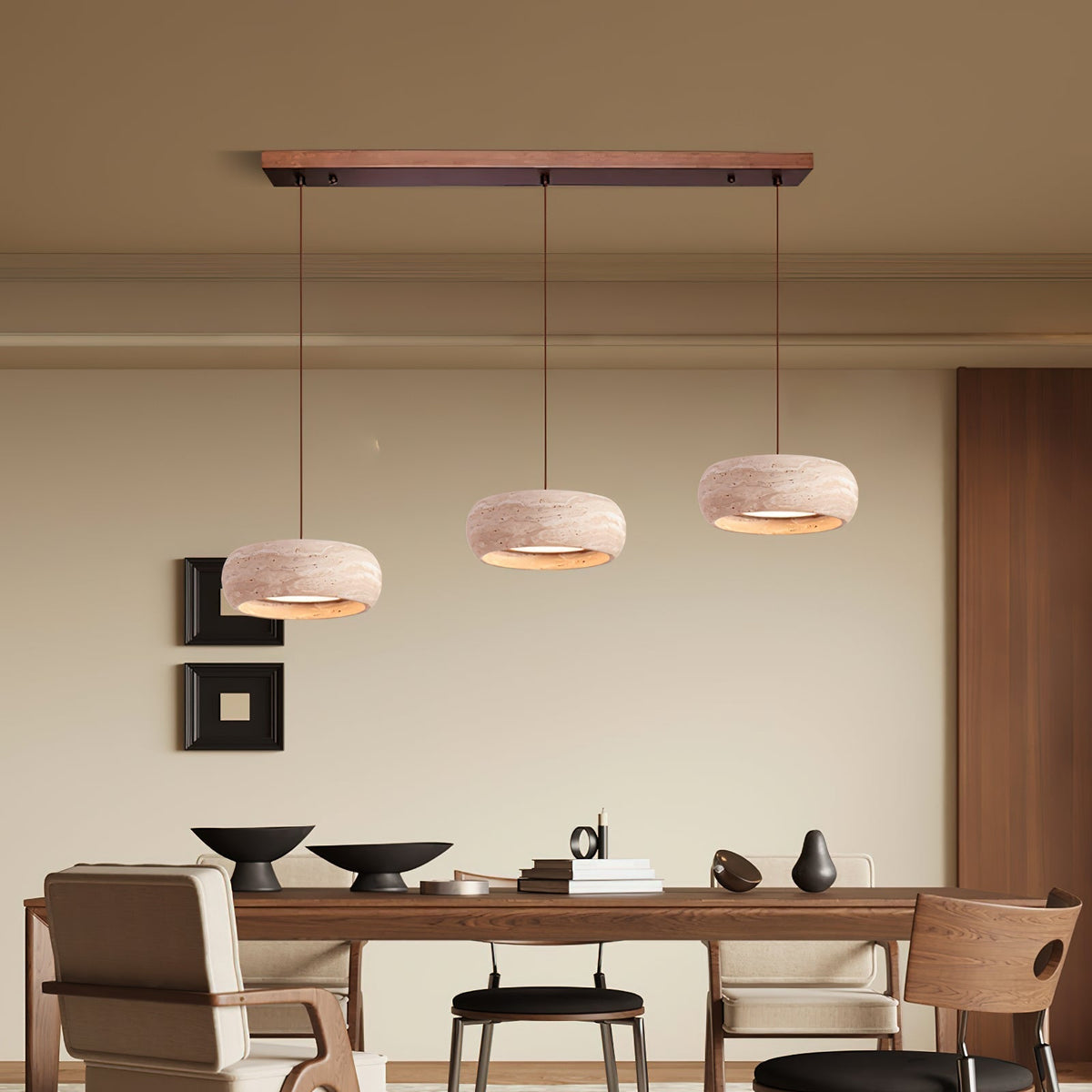 Miledom Donut-Shaped Pendant Lights Travertine