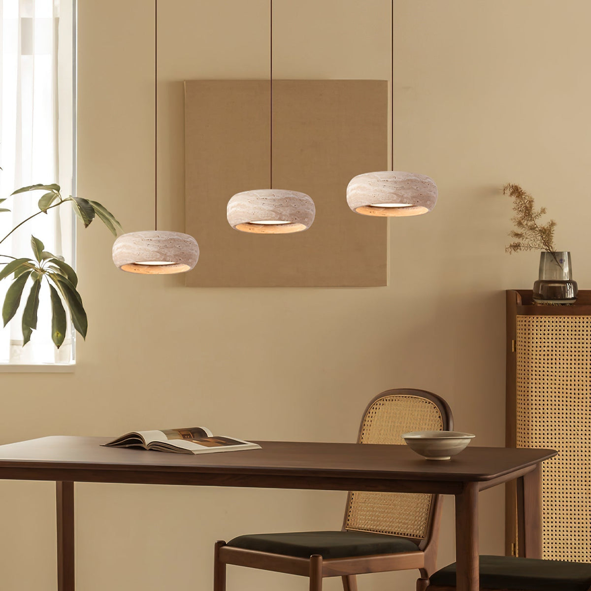 Miledom Donut-Shaped Pendant Lights Travertine