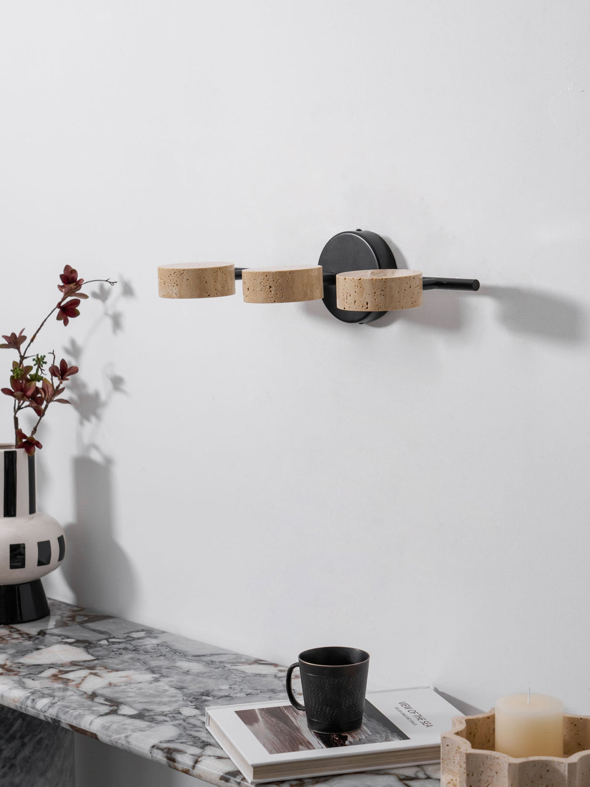 Ceshair Multi Head Travertine Vanity Light