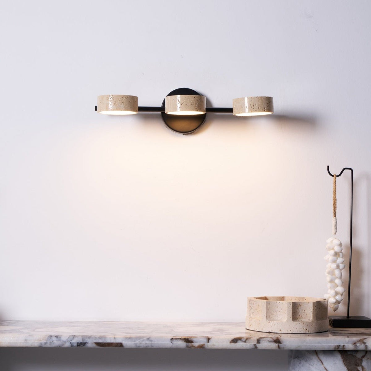 Ceshair Multi Head Travertine Vanity Light