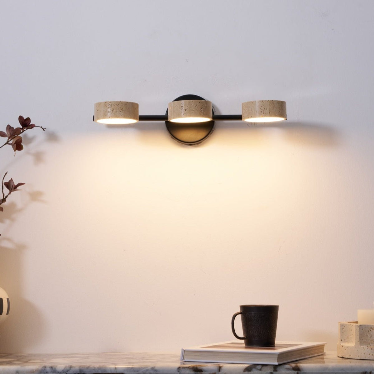 Ceshair Multi Head Travertine Vanity Light