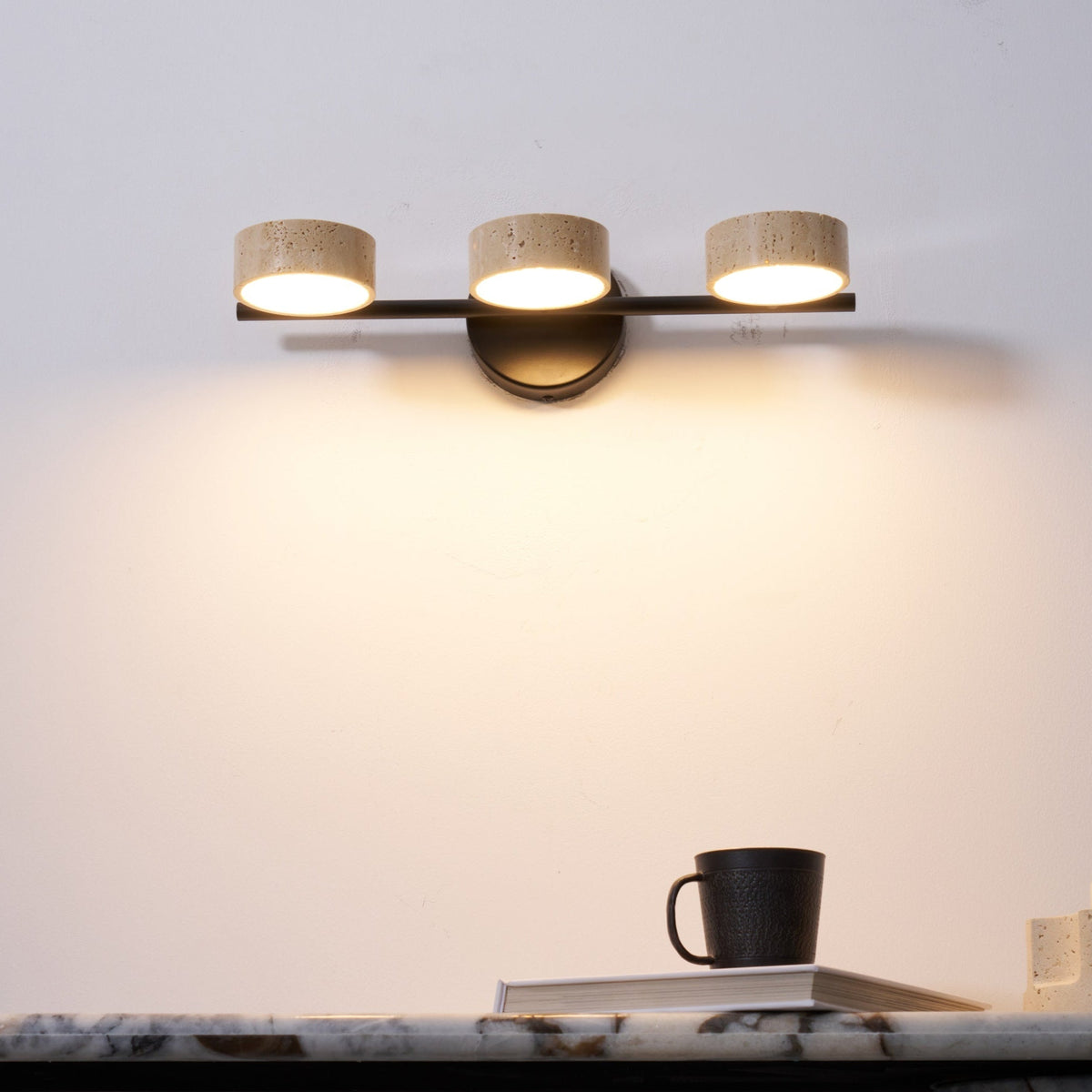 Ceshair Multi Head Travertine Vanity Light