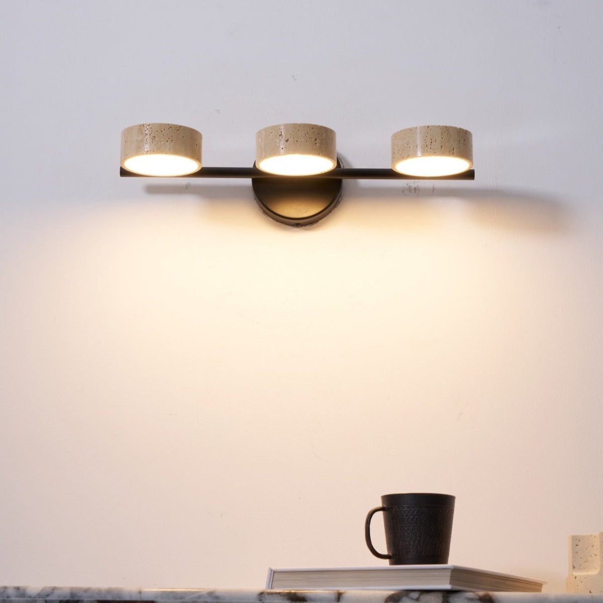 Ceshair Multi Head Travertine Vanity Light