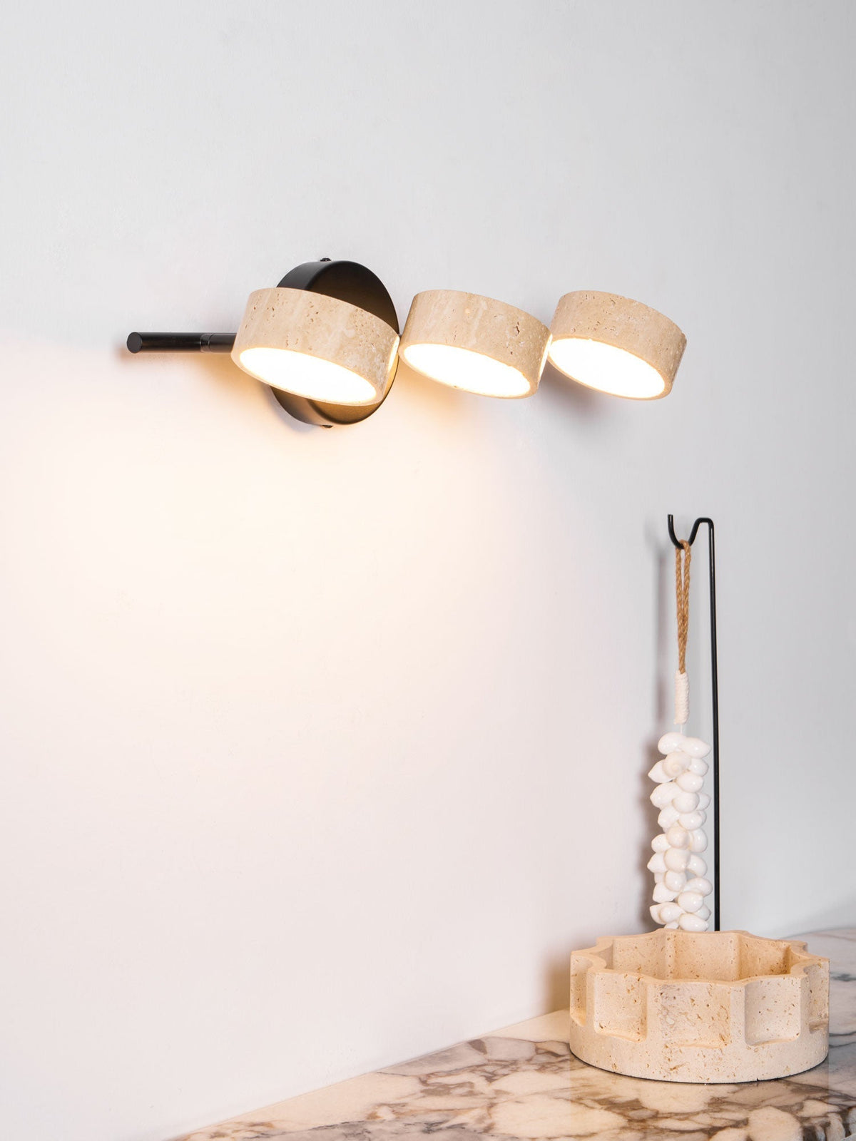 Ceshair Multi Head Travertine Vanity Light