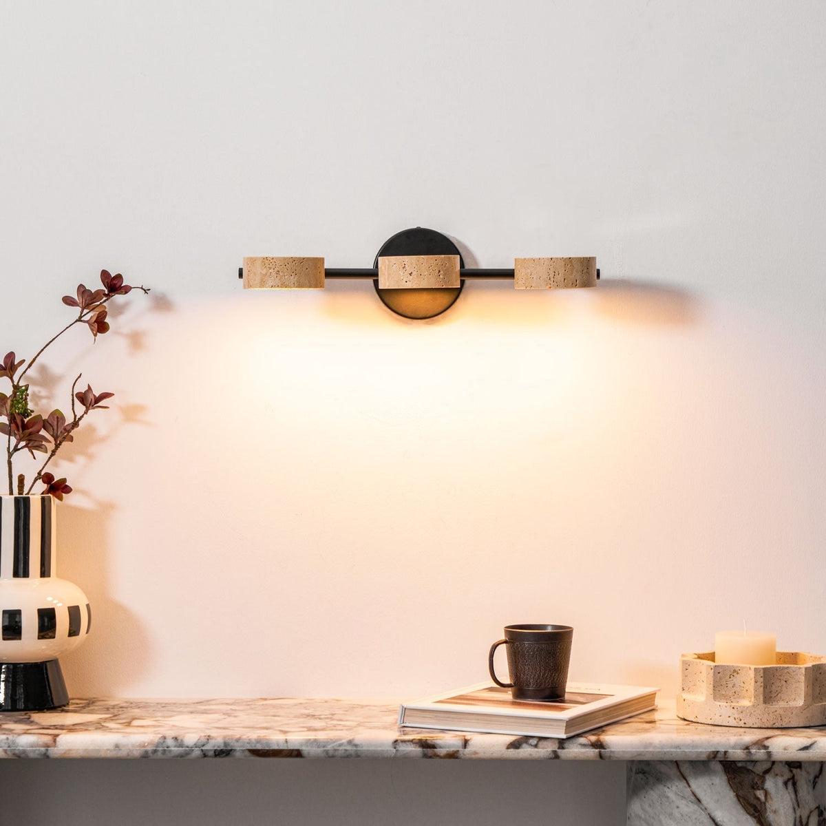 Ceshair Multi Head Travertine Vanity Light