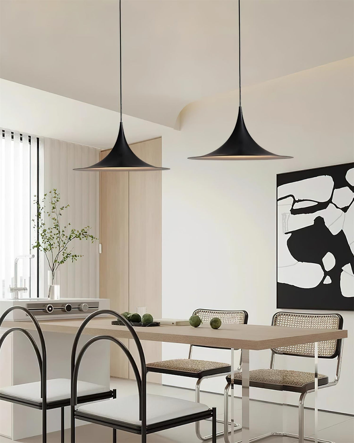 Viro Pendant Lamp Slim Neck and Wide Flare Contemporary Dining