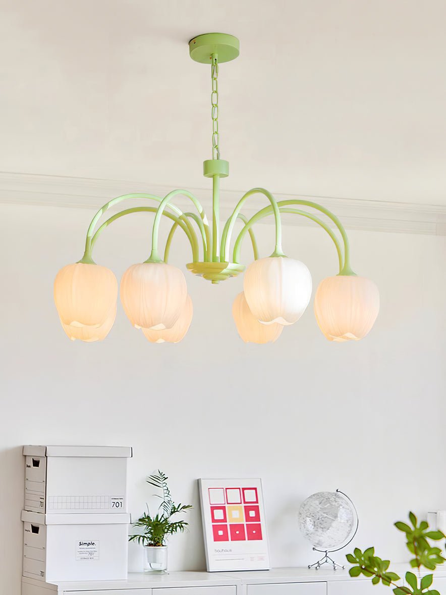 Eiraine Chandelier Tulip Matcha Glass