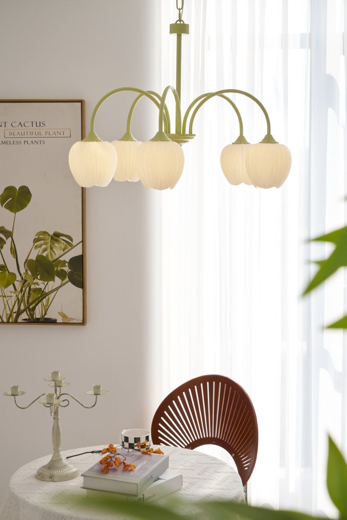 Eiraine Chandelier Tulip Matcha Glass