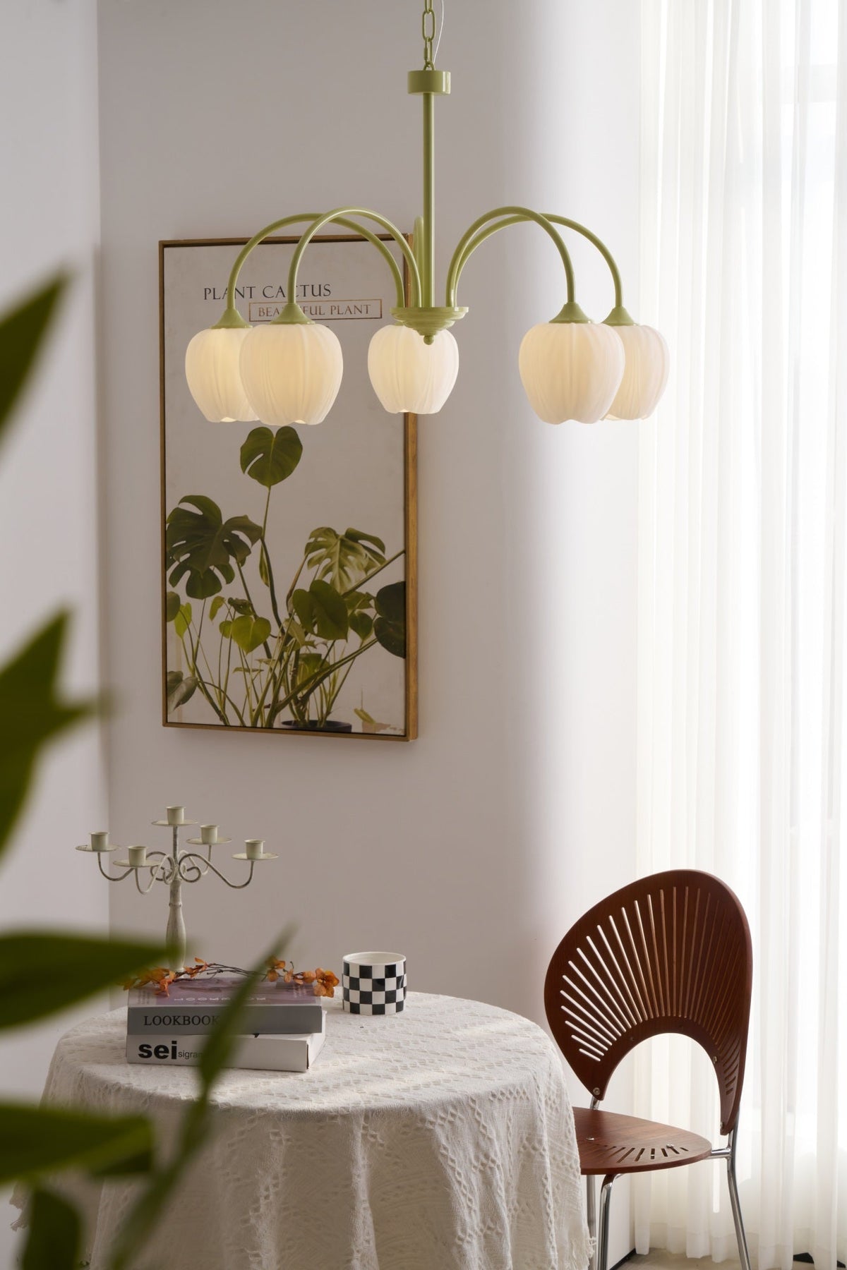 Eiraine Chandelier Tulip Matcha Glass