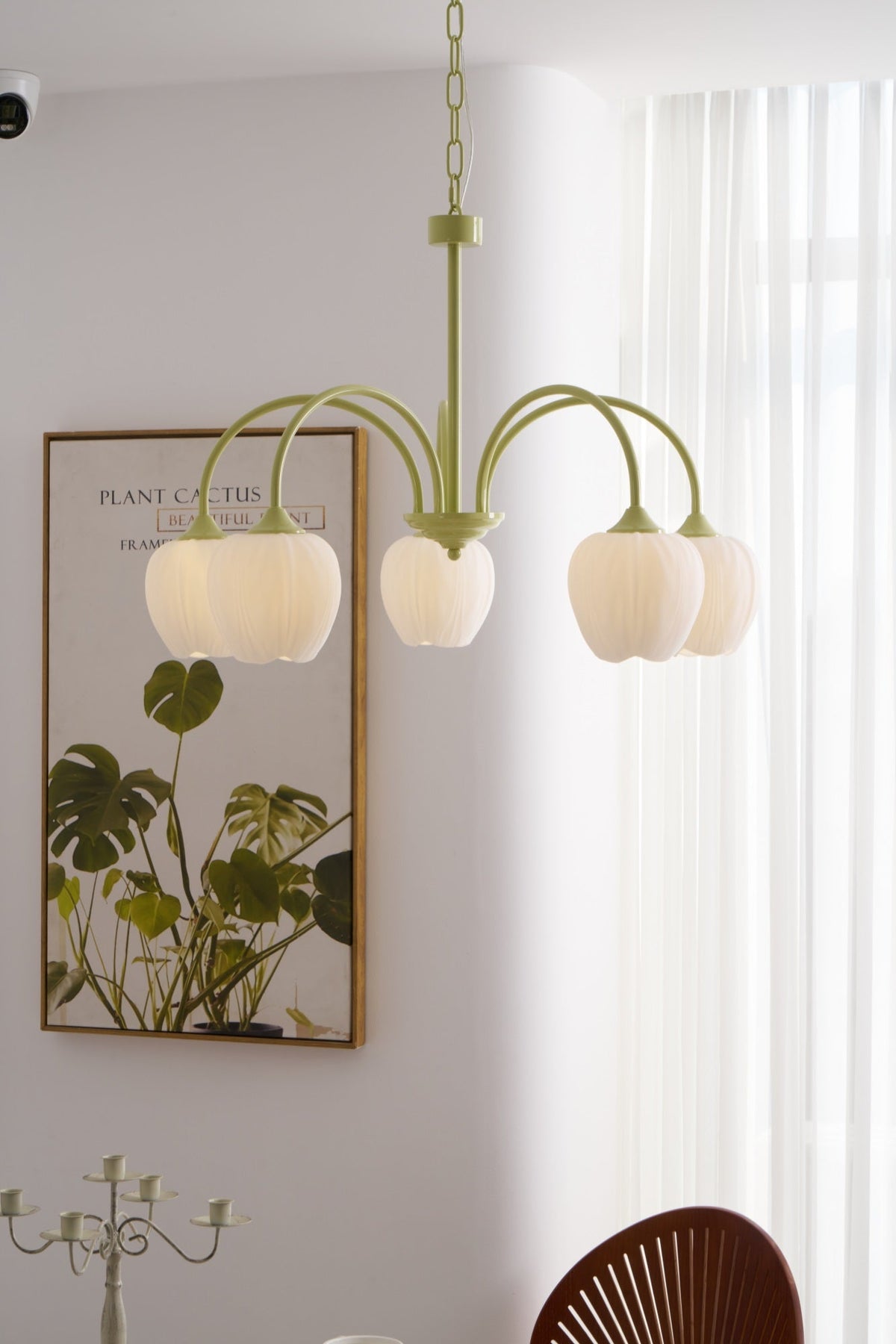 Eiraine Chandelier Tulip Matcha Glass