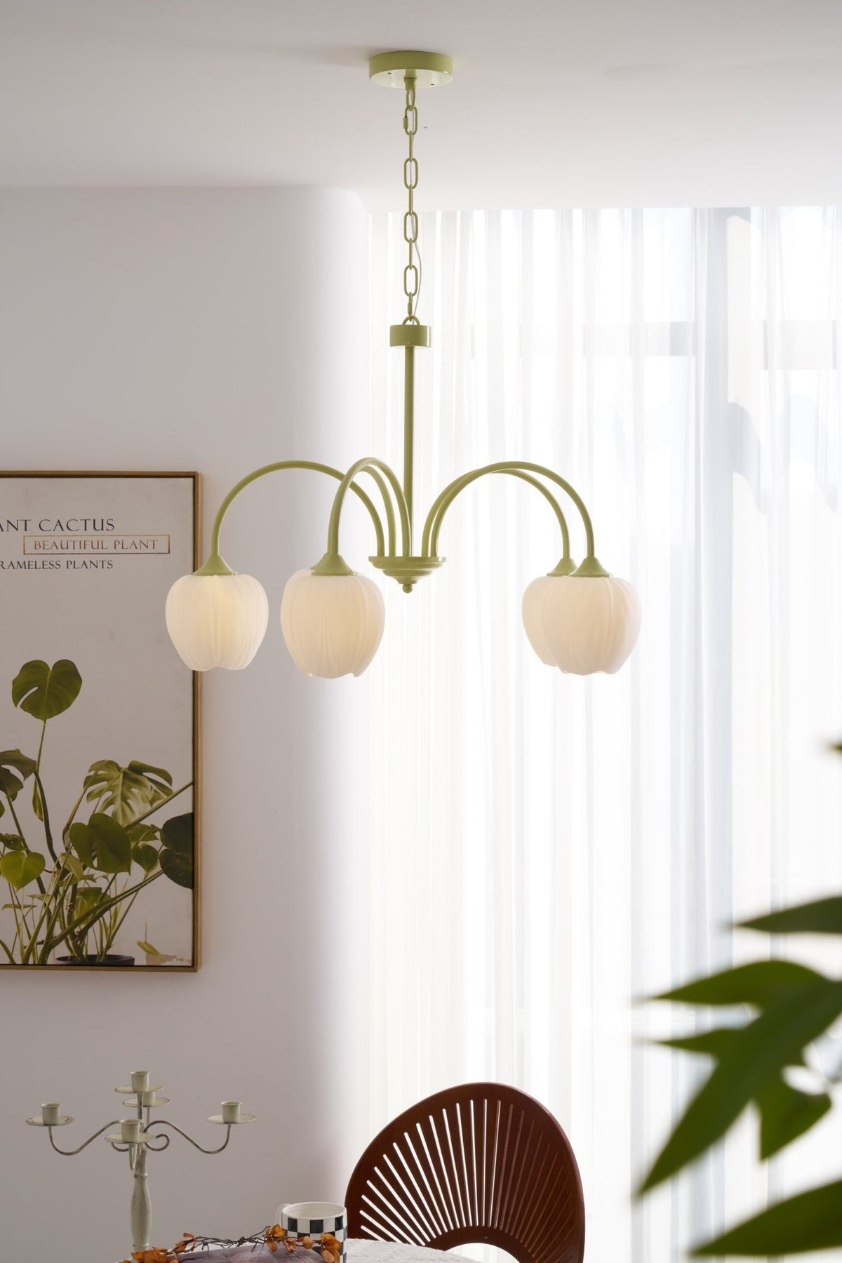 Eiraine Chandelier Tulip Matcha Glass