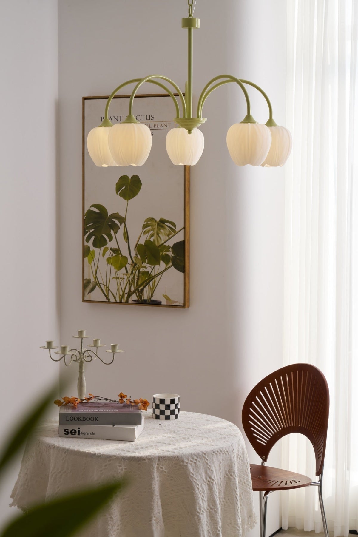 Eiraine Chandelier Tulip Matcha Glass