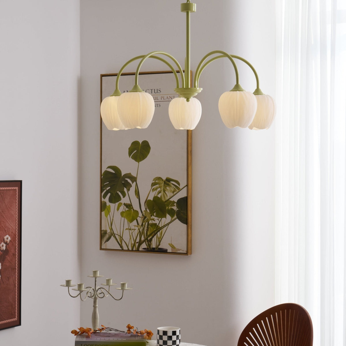 Eiraine Chandelier Tulip Matcha Glass