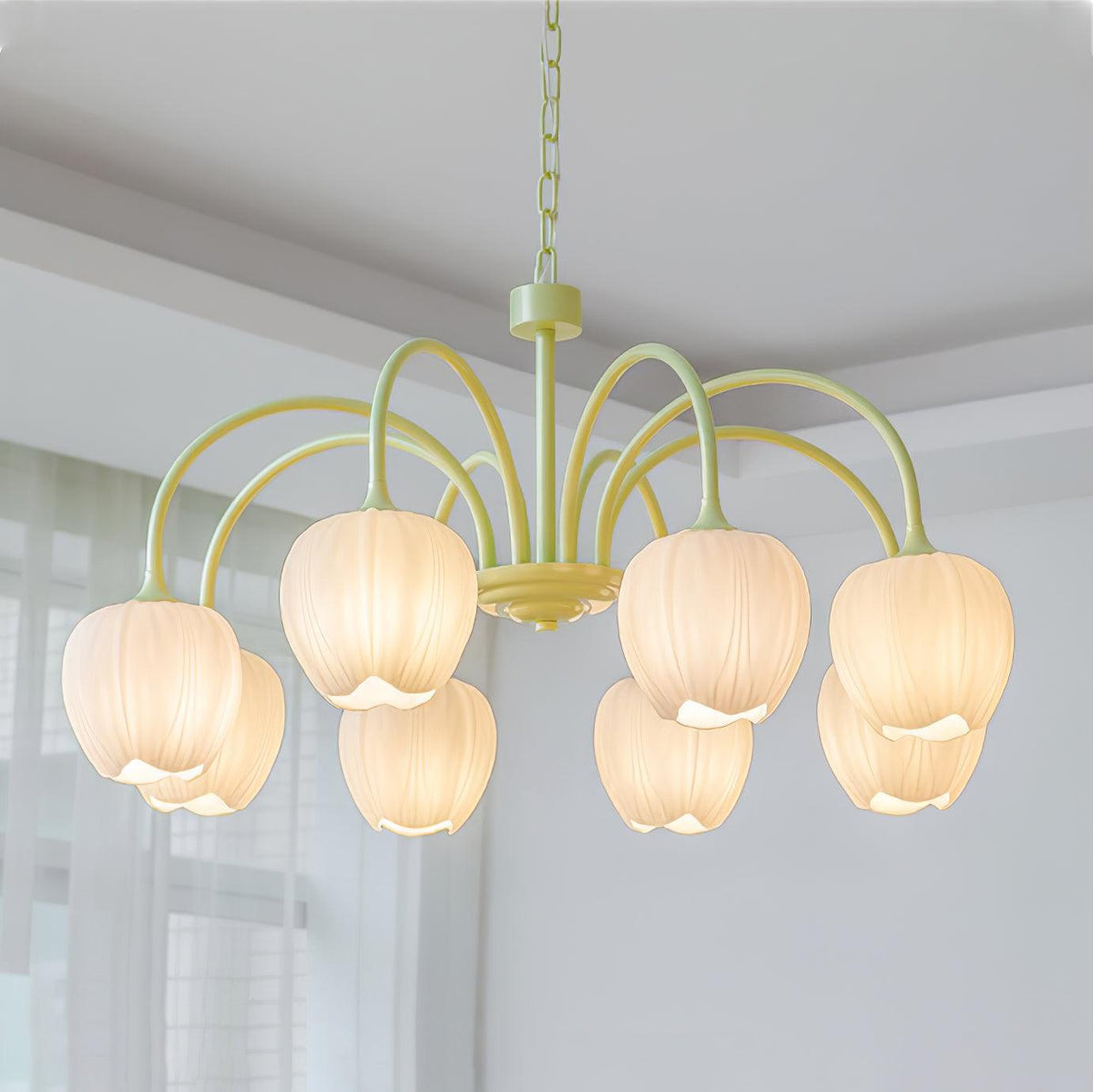 Eiraine Chandelier Tulip Matcha Glass