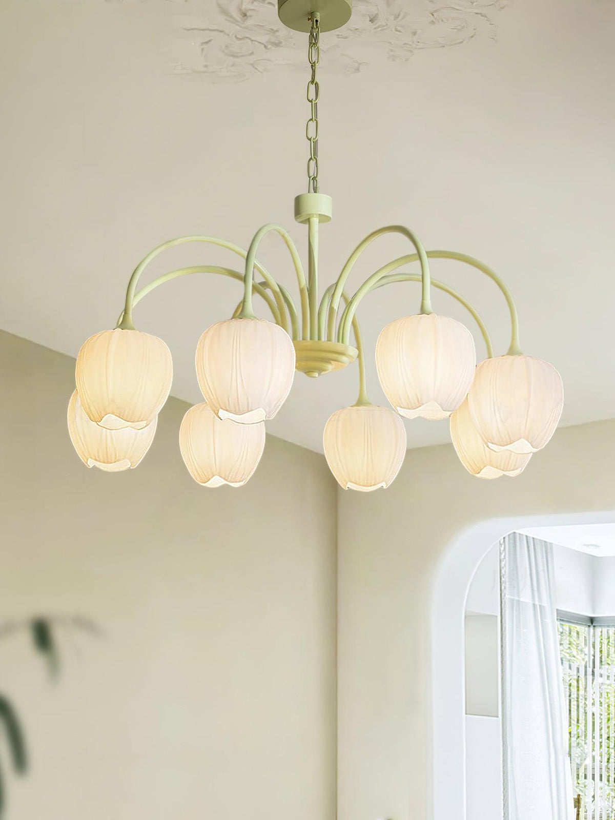 Eiraine Chandelier Tulip Matcha Glass