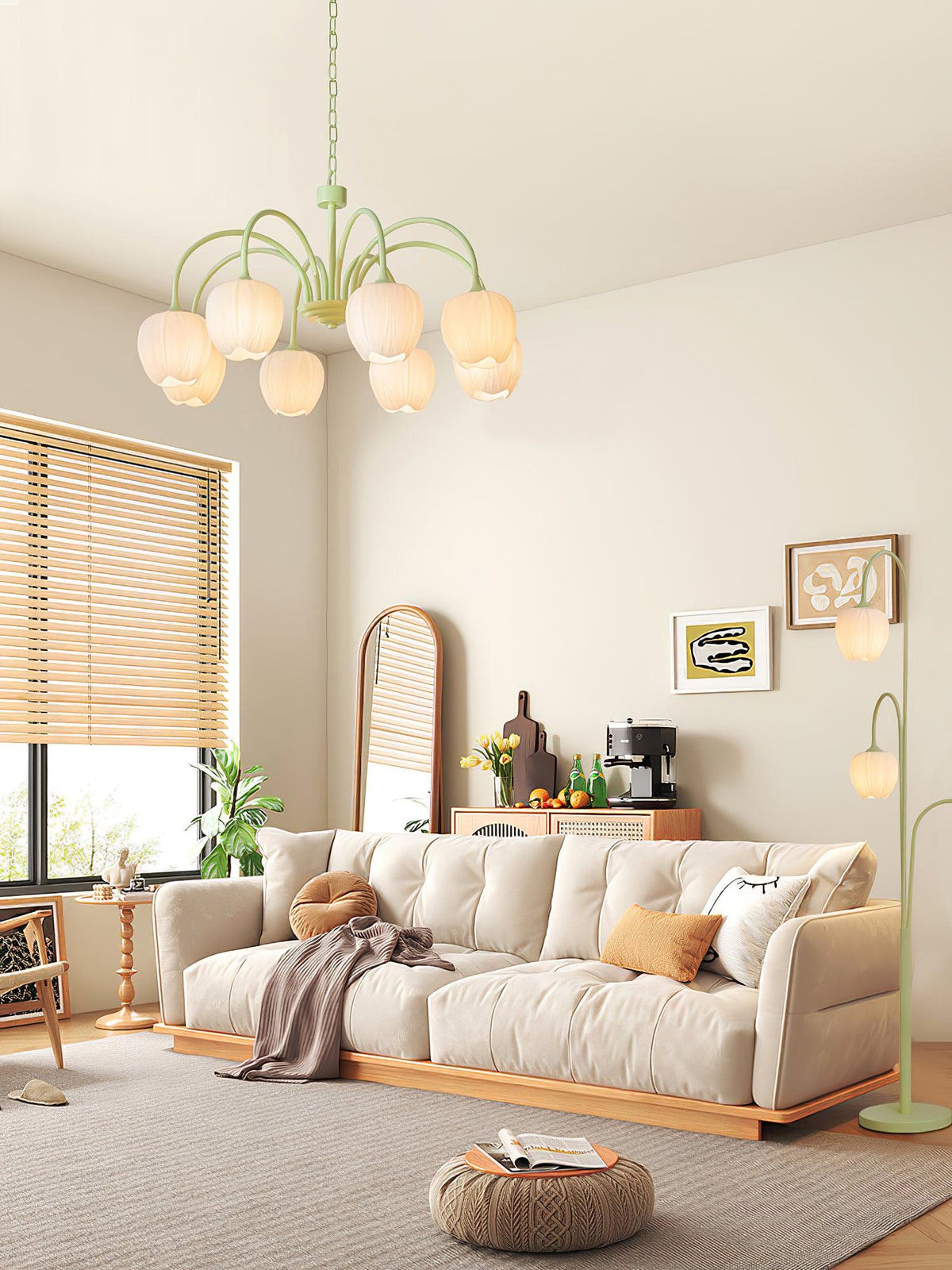 Eiraine Chandelier Tulip Matcha Glass