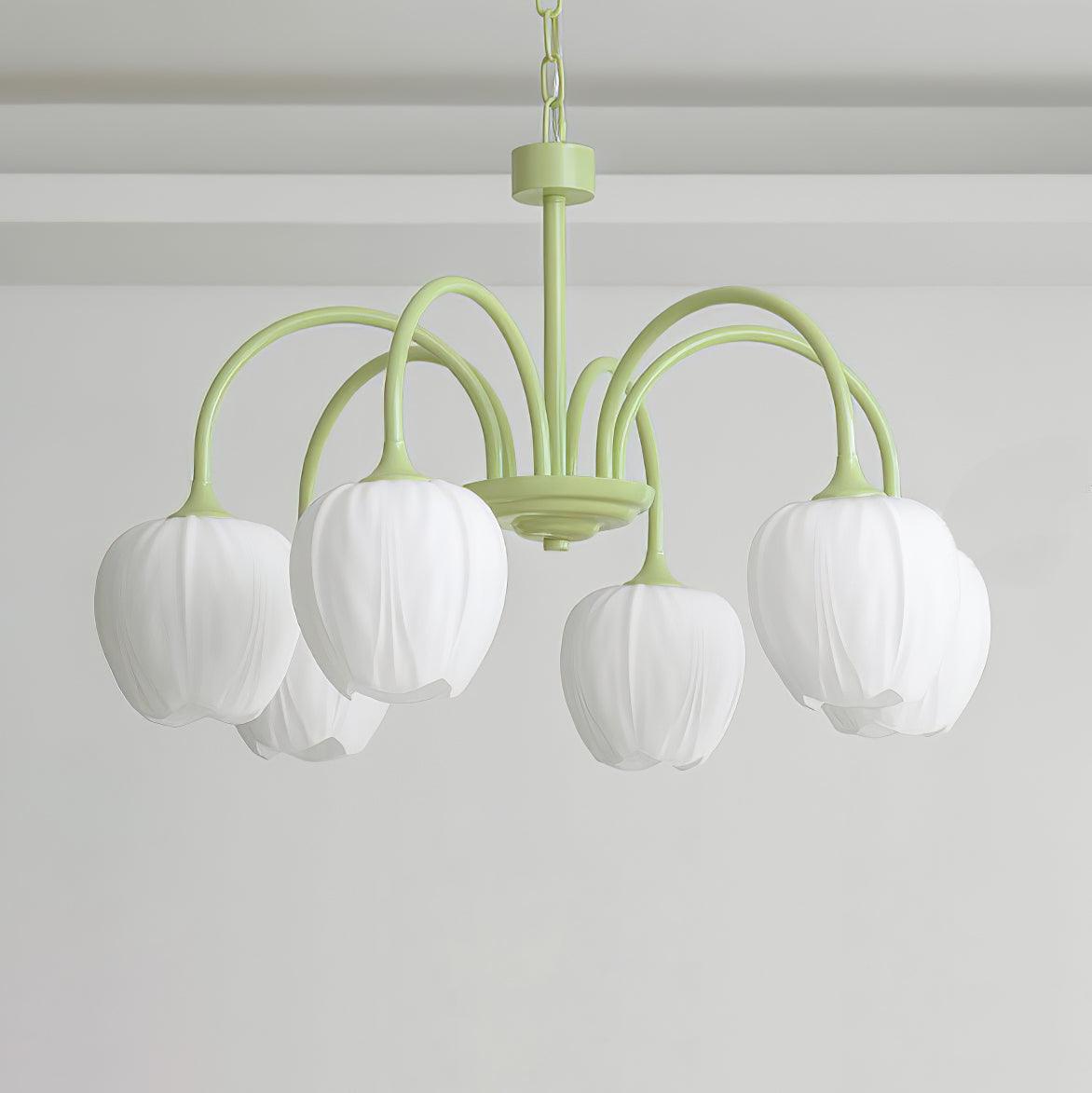 Eiraine Chandelier Tulip Matcha Glass