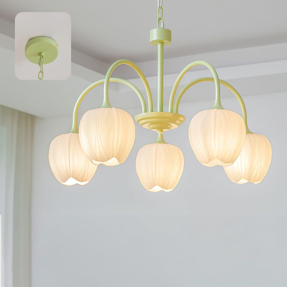 Eiraine Chandelier Tulip Matcha Glass