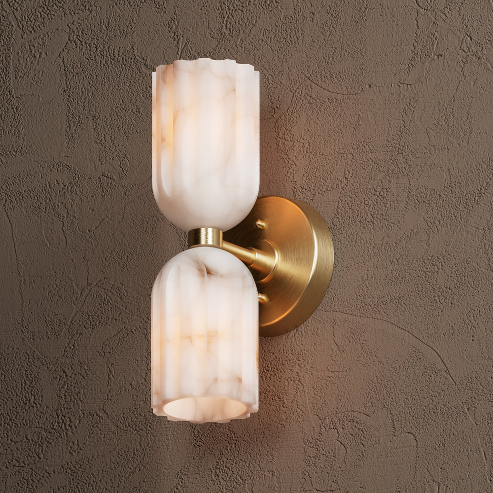 Uraeeth Double Brass Alabaster Wall Lamp