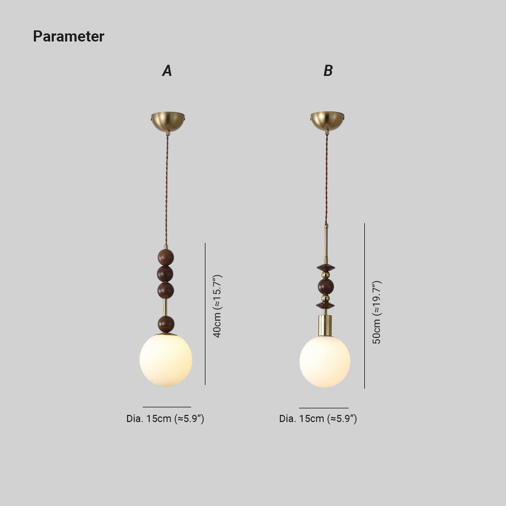 Cidemus Vintage Globe Pendant Light Wooden Beads