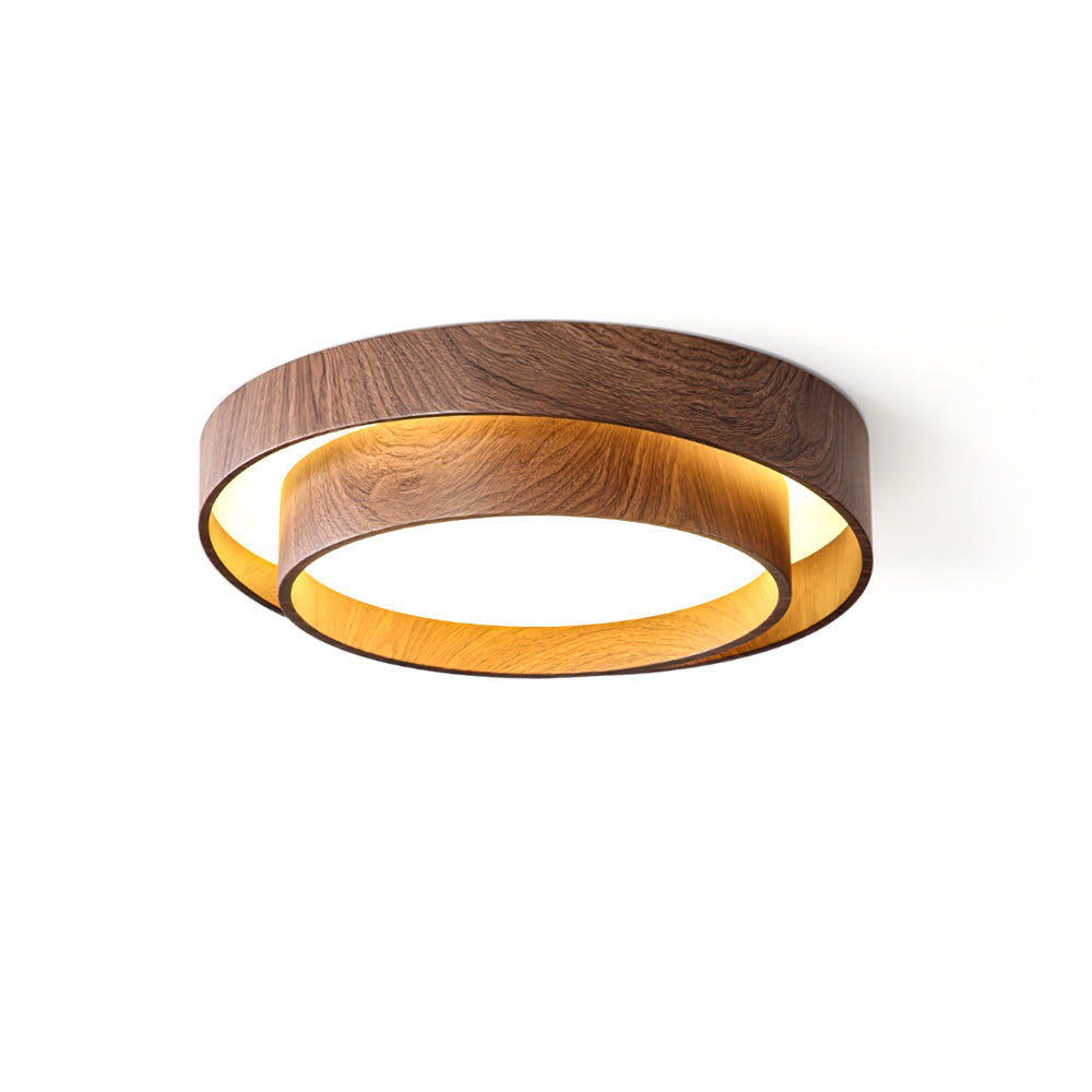 Pimegon Ceiling Light Double - Ring Walnut Color
