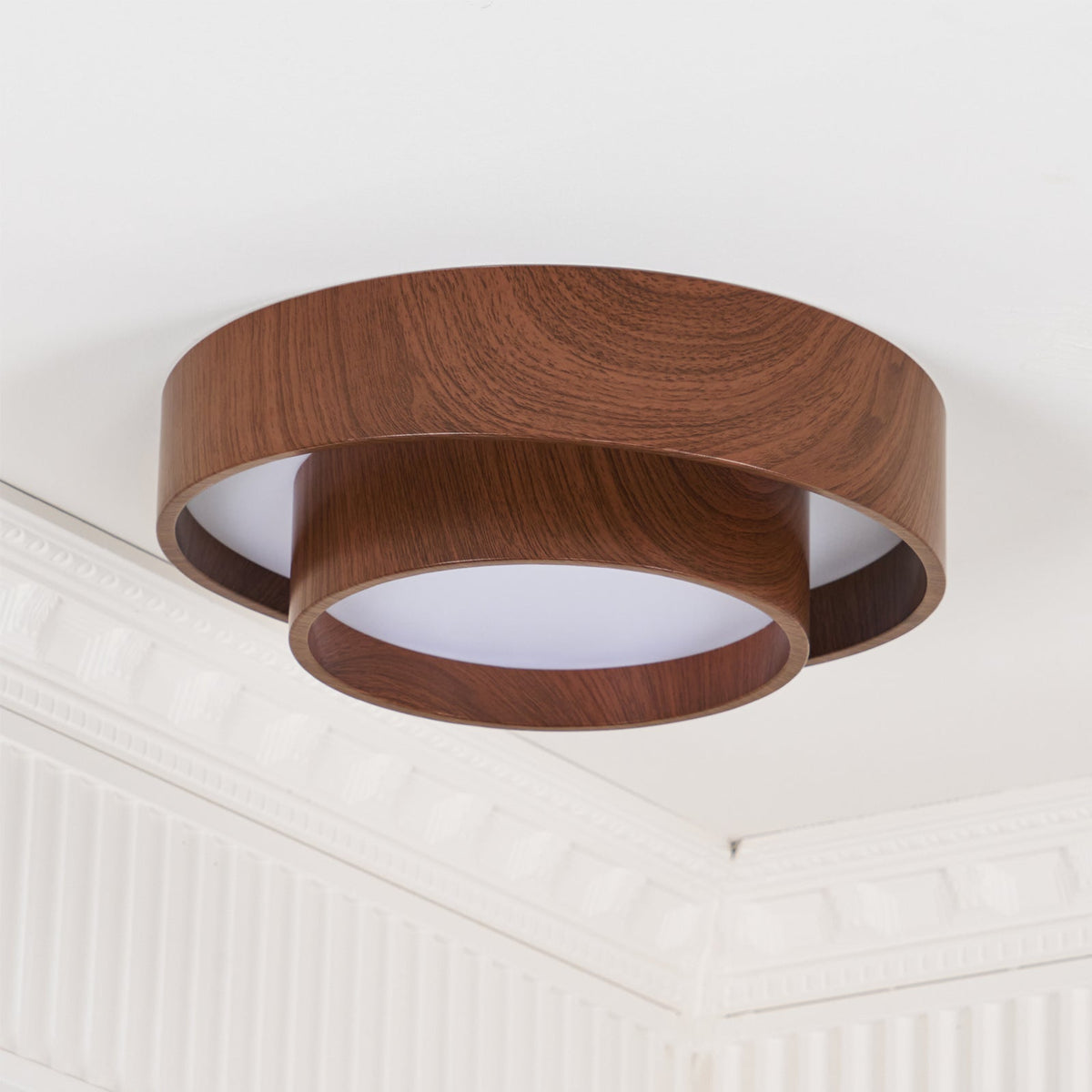 Pimegon Ceiling Light Double - Ring Walnut Color