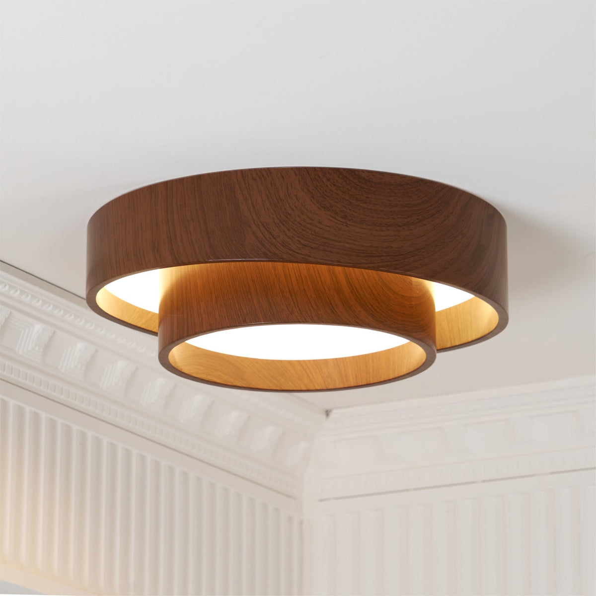 Pimegon Ceiling Light Double - Ring Walnut Color