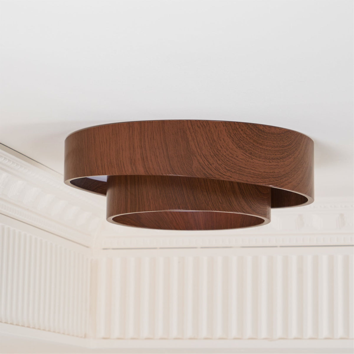 Pimegon Ceiling Light Double - Ring Walnut Color