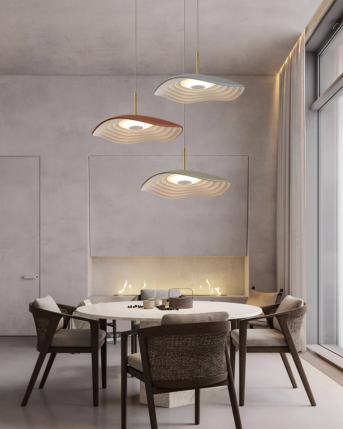 Mariva Pendant Lamp Wave Shape Gold Accent