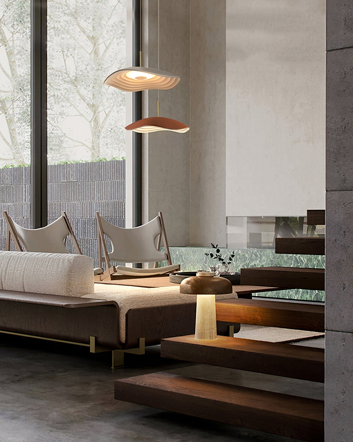 Mariva Pendant Lamp Wave Shape Gold Accent