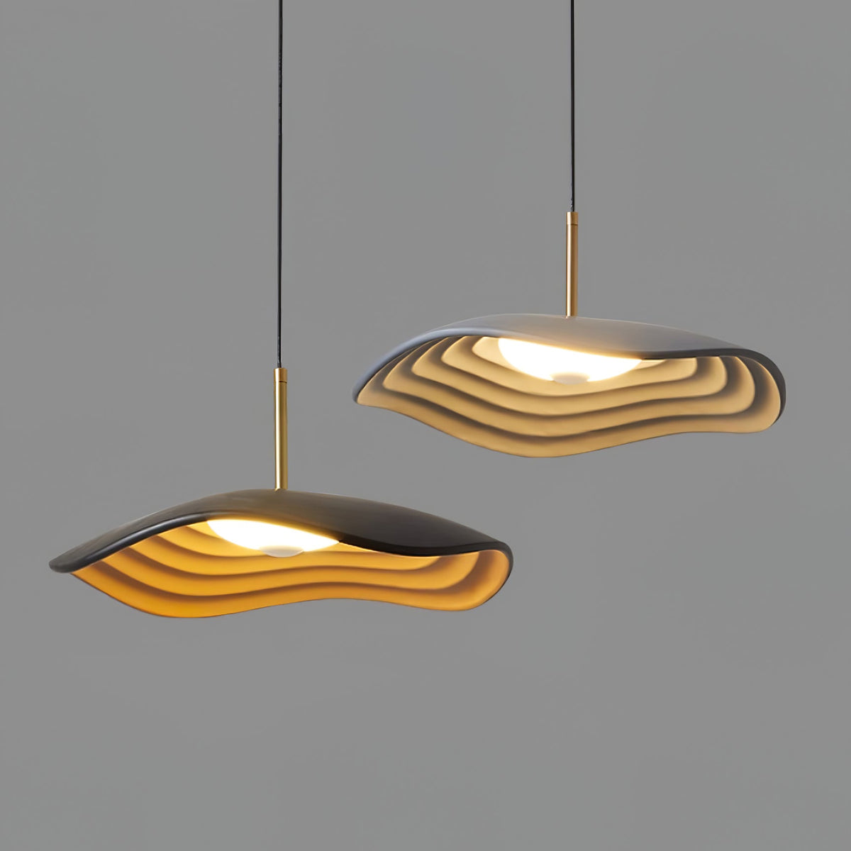 Mariva Pendant Lamp Wave Shape Gold Accent