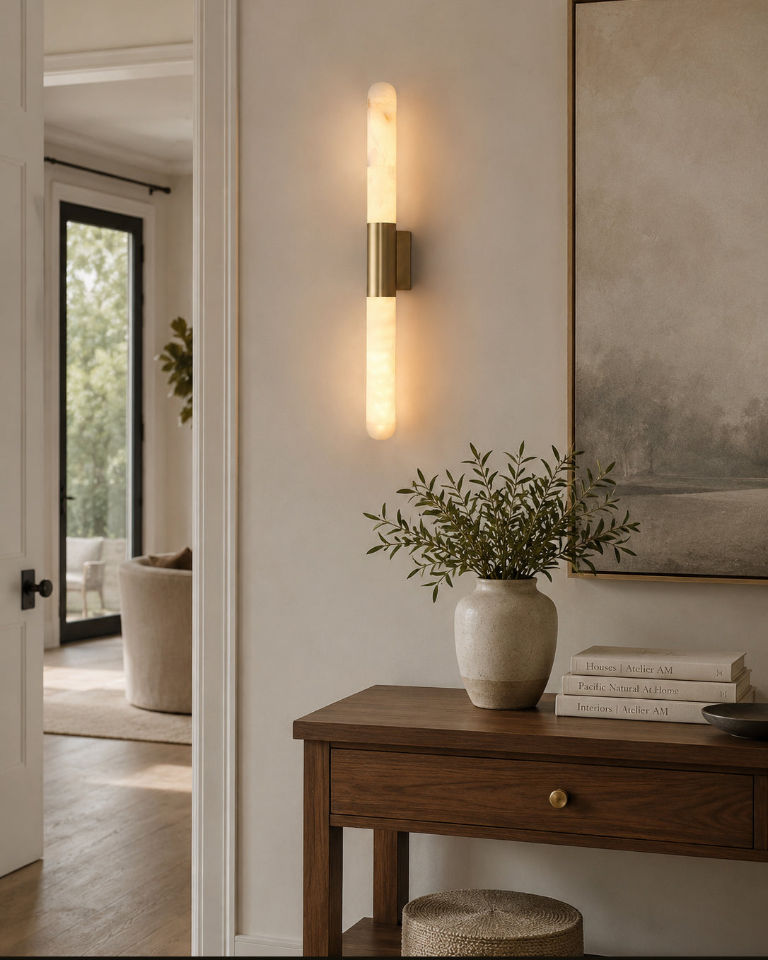 Alborette Alabaster Tube Wall Sconce