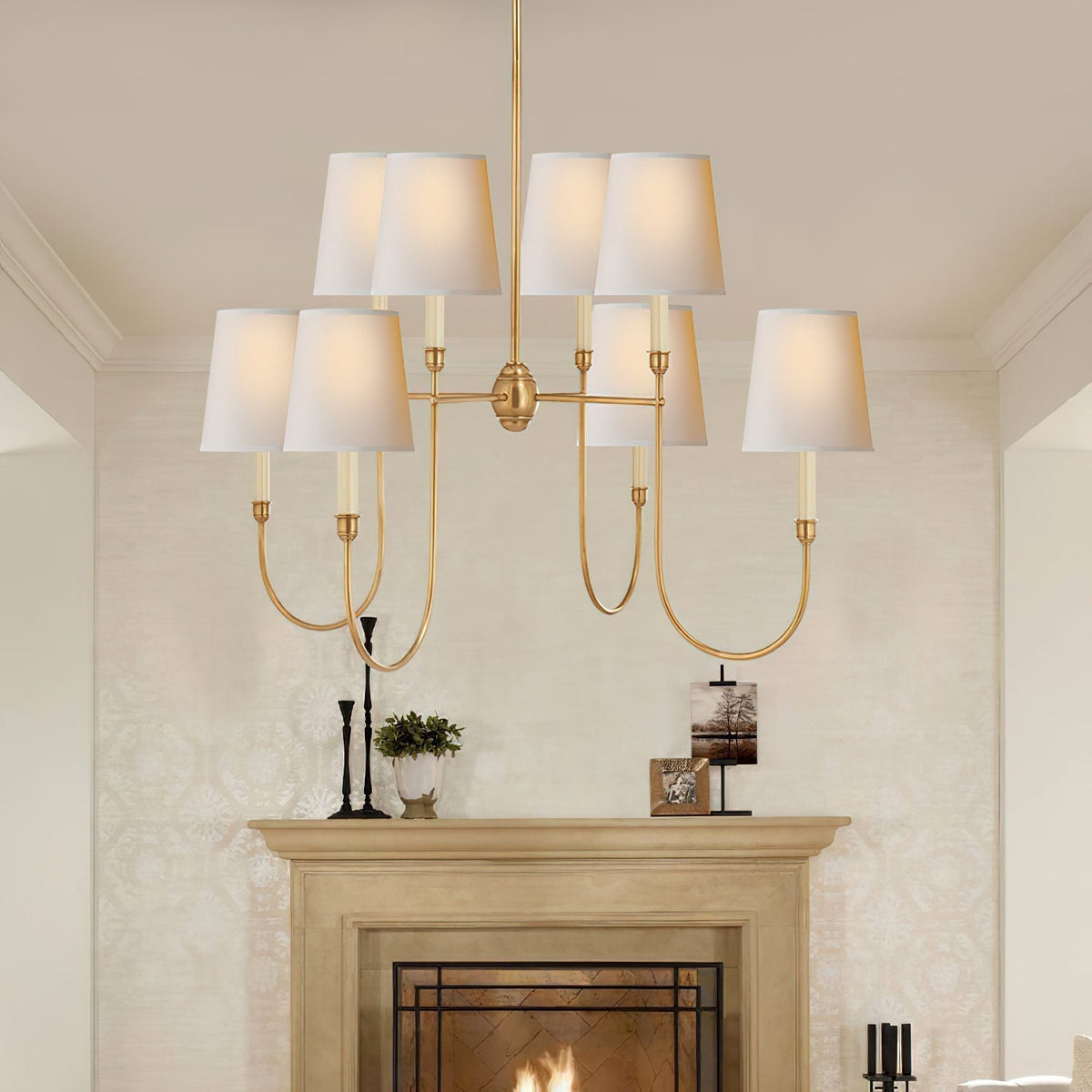 Jitanus Chandelier Luxury Brass Fabric