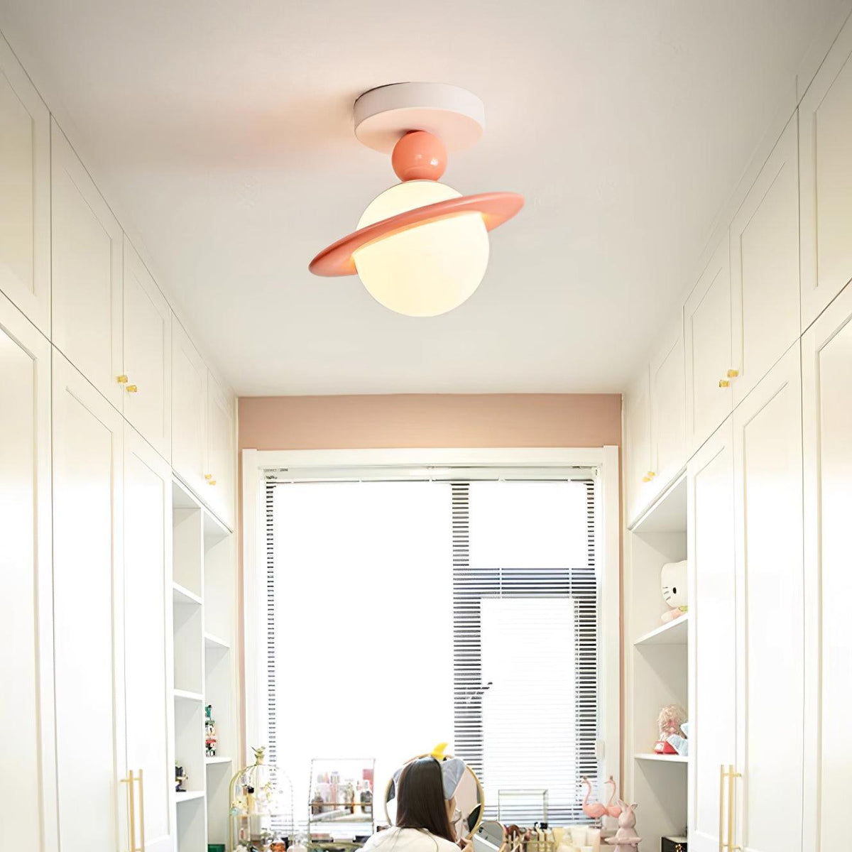 Selvian Ceiling Light Red and White Sputnik Retro