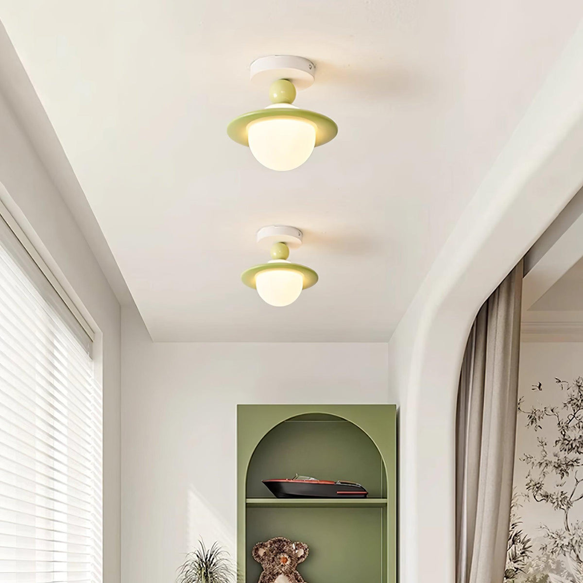 Selvian Ceiling Light Red and White Sputnik Retro