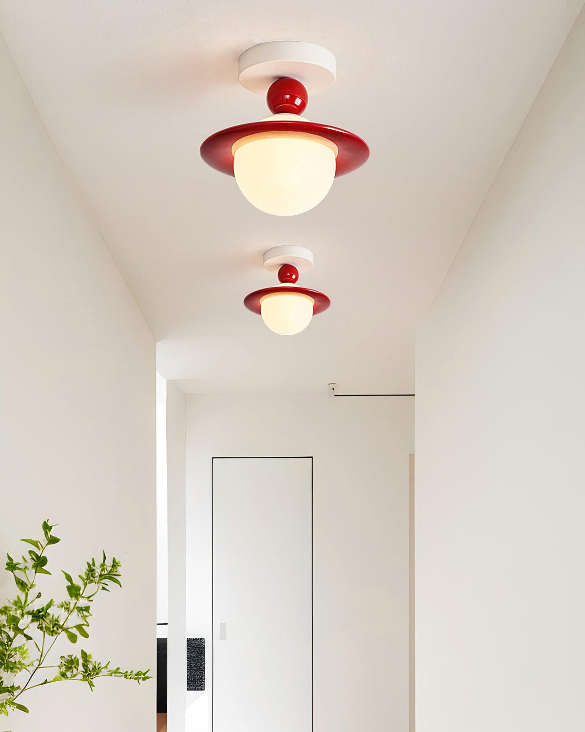 Selvian Ceiling Light Red and White Sputnik Retro
