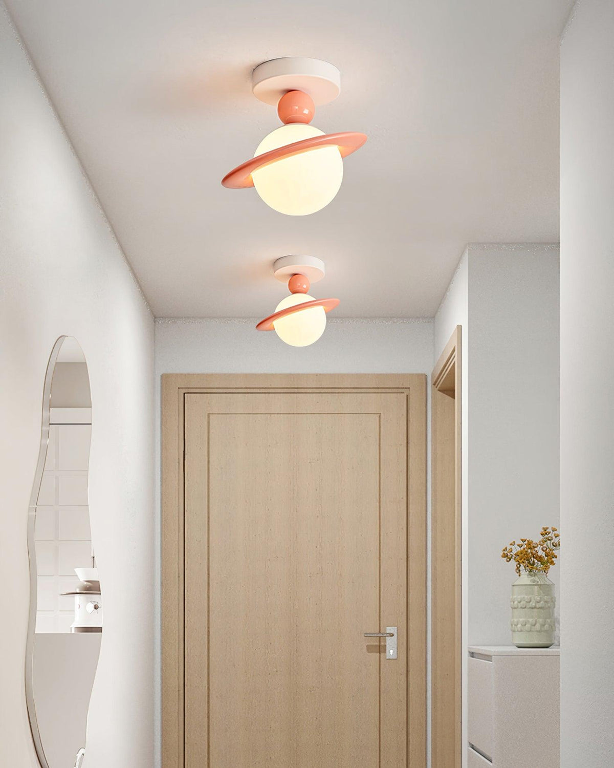 Selvian Ceiling Light Red and White Sputnik Retro