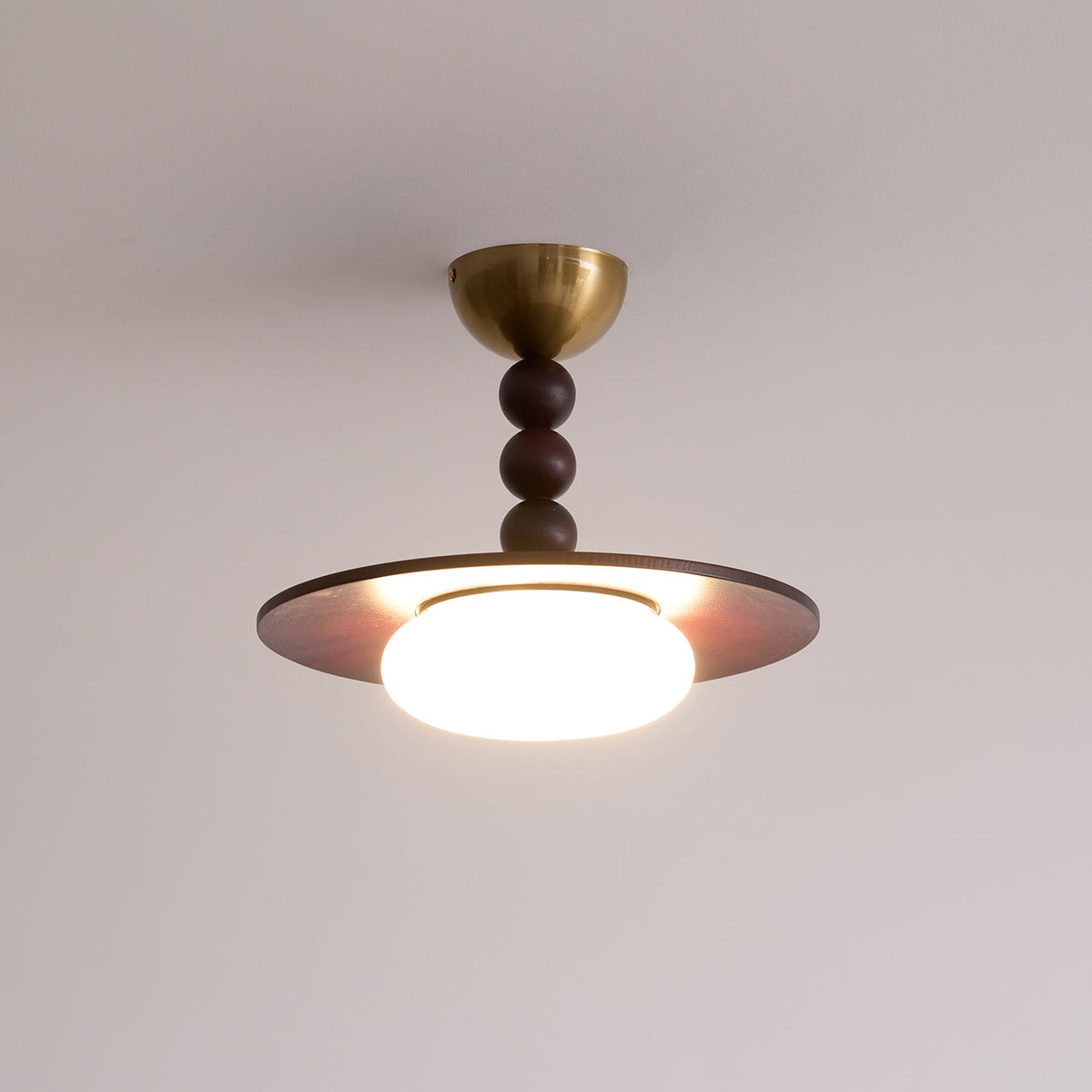 Tovupur Ceiling Light Walnut Color & White Imitation Alabaster