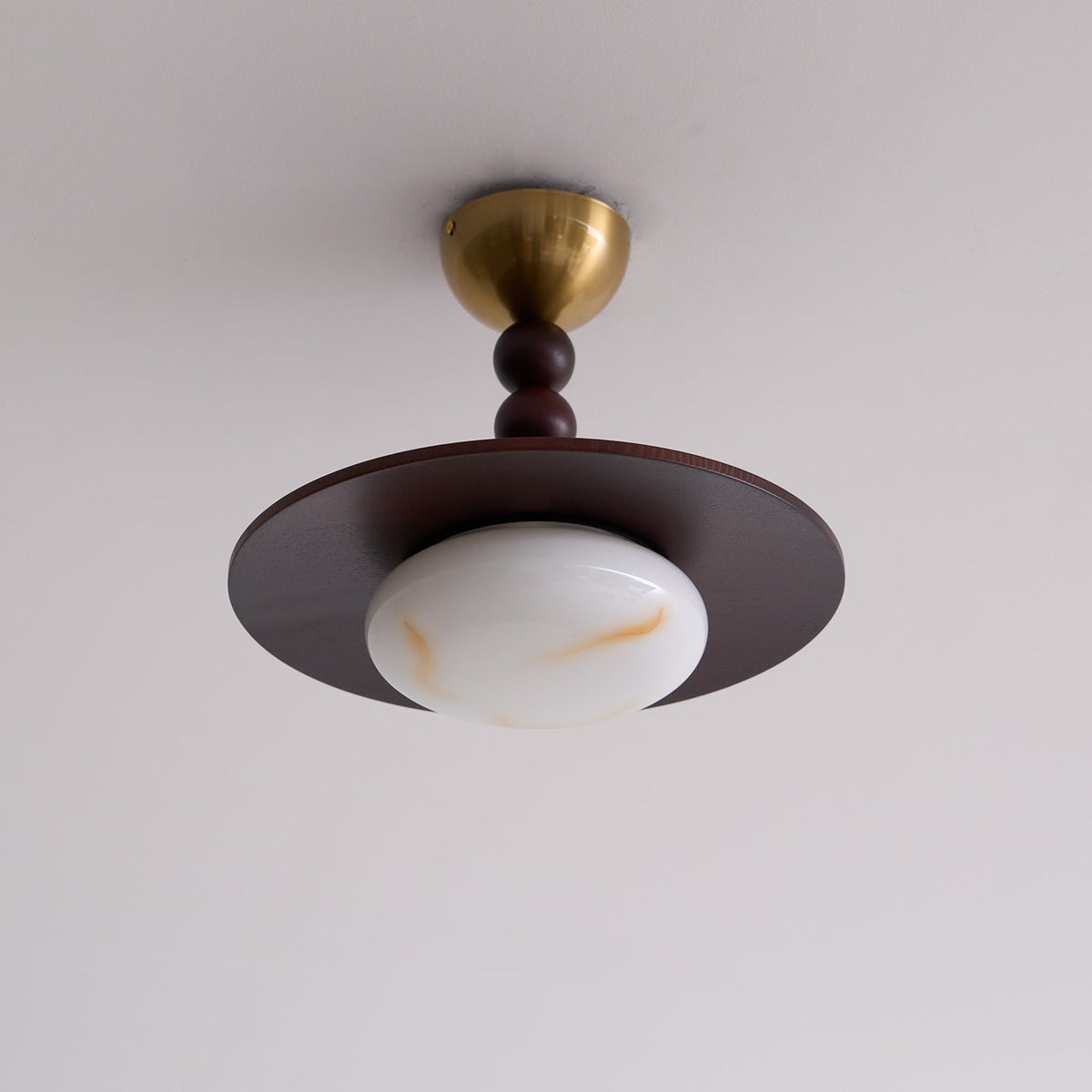 Tovupur Ceiling Light Walnut Color & White Imitation Alabaster