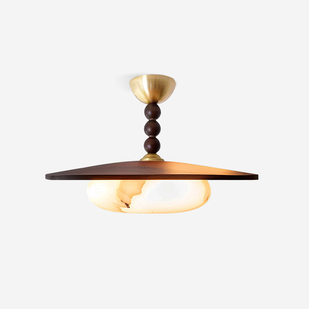 Tovupur Ceiling Light Walnut Color & White Imitation Alabaster