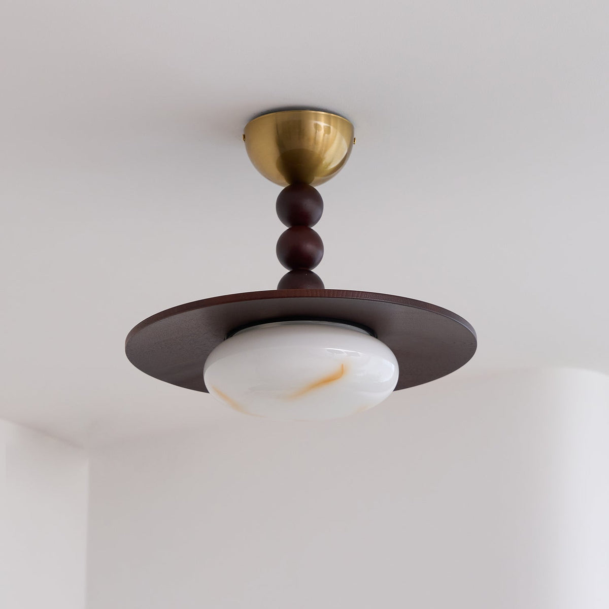Tovupur Ceiling Light Walnut Color & White Imitation Alabaster
