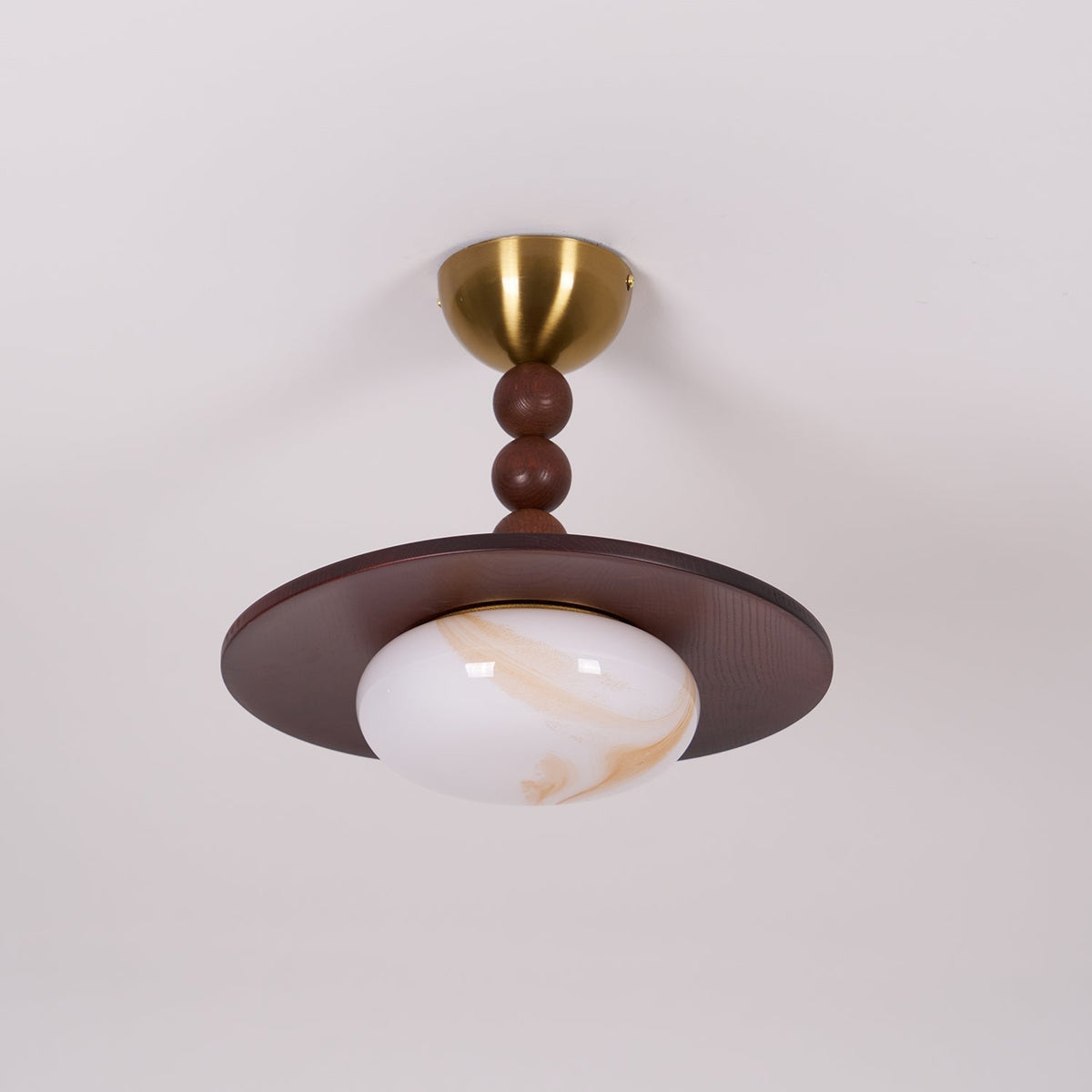 Tovupur Ceiling Light Walnut Color & White Imitation Alabaster