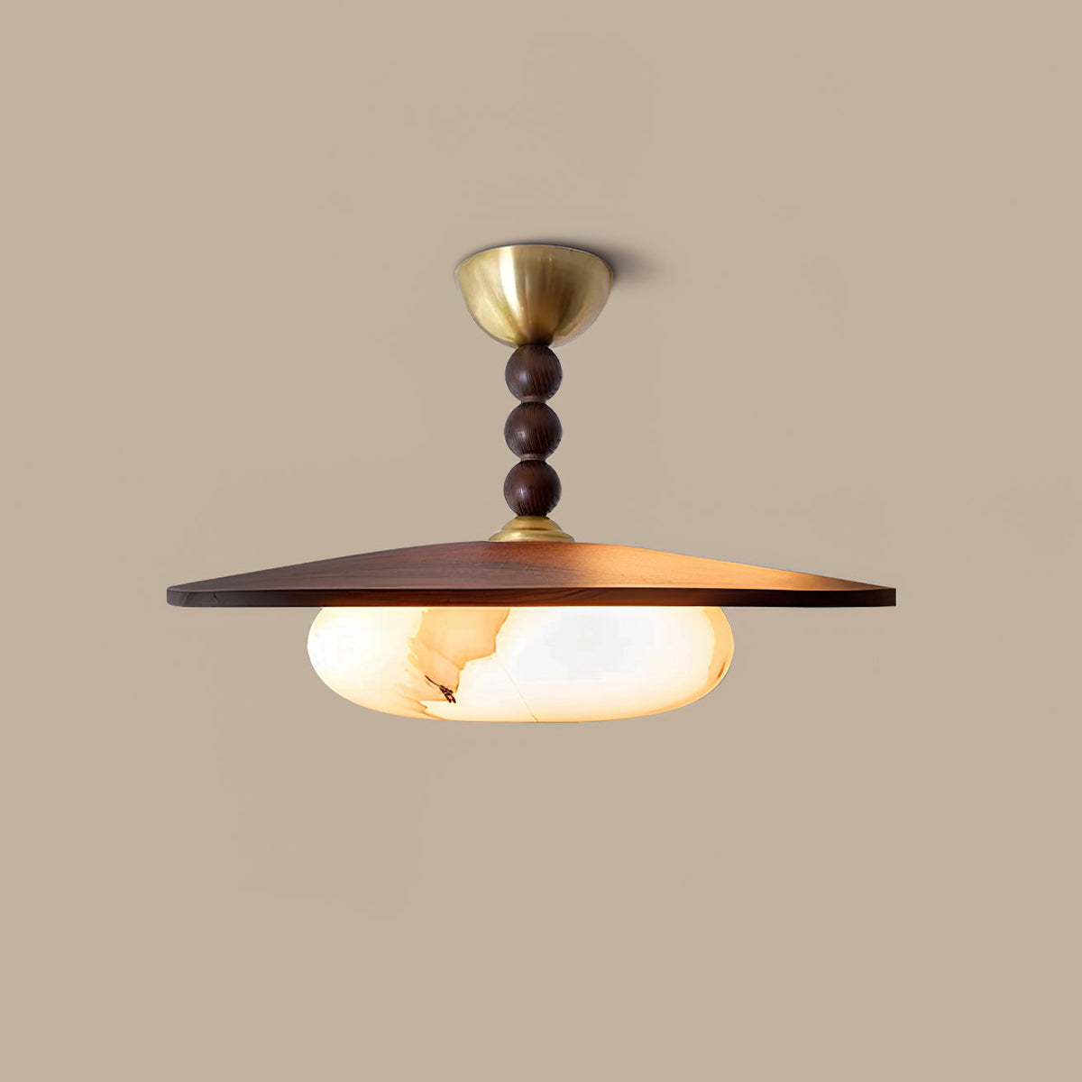 Tovupur Ceiling Light Walnut Color & White Imitation Alabaster